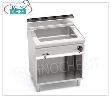 TECHNOCHEF - Professional Electric Bain-marie on Open Cabinet, Capacity 2 x GN 1/1, Mod.E7BM8M ELECTRIC BAIN-MARIE on OPEN CABINET, BERTOS, MACROS 700 Line, CONSTANT Series, with well for 2 GN 1/1 trays (not included), V.230/1, Kw.2,4, Weight 46 Kg, dim.mm.800x700x900h
