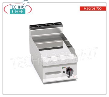 ELECTRIC GRIDDLE with SMOOTH PLATE in compound, module, Mod. E7FL4BP/CPD ELECTRIC GRIDDLE with SMOOTH PLATE in compound, BERTO'S MACROS 700 Line, module with COOKING ZONE mm 393x500, electric power Kw. 4.8, Weight 37 Kg, dim.mm.400x714x290h