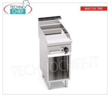 ELECTRIC GRIDDLE with Smooth PLATE in POLISHED COMPOUND, Mod. E7FL4MP/CPD ELECTRIC GRIDDLE with SMOOTH PLATE in POLISHED COMPOUND, BERTO'S MACROS 700 line, module with 393x500 mm COOKING AREA, electric power Kw. 4.8, weight 48﻿ Kg, dim.mm.400x714x900h