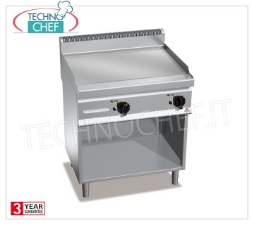 ELECTRIC GRIDDLE with SMOOTH PLATE in MULTIPAN, on OPEN CABINET, mod. E7FL8MP-2 ELECTRIC GRIDDLE with SMOOTH PLATE, BERTOS, MACROS 700 Line, POWERED MULTIPAN Series, DOUBLE module on OPEN COMPARTMENT with 795x500 mm COOKING ZONE, INDEPENDENT CONTROLS, V.400/3+N, Kw.9,6, Weight 87 Kg , dim.mm.800x700x900h