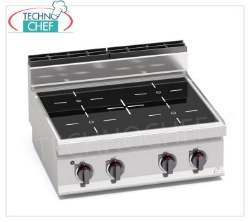 TECHNOCHEF - TOP INFRARED 4-ZONE ELECTRIC COOKER, Kw.12,8, Mod.E7P4B/VTR TOP INFRARED 4-ZONE ELECTRIC COOKER, BERTOS, MACROS 700 Line, INFRARED Series, with 4 SQUARE zones of 230x230 mm, INDEPENDENT CONTROLS, V.400/3+N, Kw.12,8, Weight 42 Kg, dim.mm. 800x700x290h