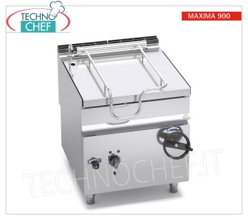 Technochef - Electric Bratt Pan, Manual Overturning, Capacity lt.80, Mod.E9BR8/I Electric tilting bratt pan, BERTOS, MAXIMA 900 Line, MAXI-80 Series, with 80 l stainless steel tank, manual tilting, V.400/3+N, Kw.9,6, Weight 147 Kg, dim.mm.800x900x900h