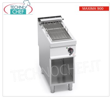 ELECTRIC GRILL, module on MOBILE, Mod. E9CG40M ELECTRIC GRILL, BERTO'S MAXIMA 900 Line, module on cabinet with COOKING ZONE mm 265x620, electric power Kw 5,4, Weight 42 Kg, dim.mm.400x900x900h