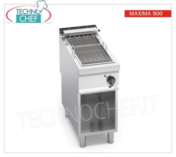 ELECTRIC GRILL, module on MOBILE, Mod. E9CG40M ELECTRIC GRILL, BERTO'S MAXIMA 900 line, module on cabinet with COOKING AREA measuring 265x620 mm, electrical power 5.4 kW, weight 42 Kg, dim.mm.400x900x900h