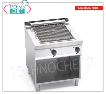 ELECTRIC GRILL, module on MOBILE, Mod. E9CG80M ELECTRIC GRILL, BERTO'S MAXIMA 900 Line, module on cabinet with COOKING ZONE mm 543x620, electric power Kw 10,8, Weight 70 Kg, dim.mm.800x900x900h