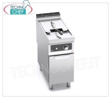 TECHNOCHEF - ELECTRIC FRYER on MOBILE, 1 TANK of 18 litres, Mod.E9F18-4M-BF ELECTRIC FRYER on MOBILE, BERTOS, MAXIMA 900 Line, TURBO Series, 1 TANK of 18 litres, Bflex Electronic Controls, V.400/3+N, Kw.18.00, Weight 55 Kg, dim.mm.400x900x900h