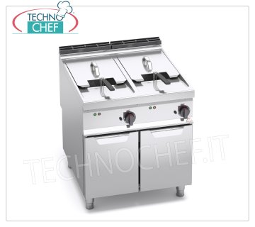 TECHNOCHEF - ELECTRIC FRYER on CABINET, 2 TANKS of lt.22+22, Analogue Controls, Mod.E9F22-8M ELECTRIC FRYER on MOBILE, BERTO'S, MAXIMA 900 Line, TURBO Series, 2 INDEPENDENT TANKS of lt.22+22, Analogue Controls, V.400/3+N, Kw.18+18, Weight 95 Kg, dim.mm.800x900x900h