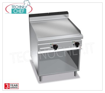 ELECTRIC GRIDDLE with SMOOTH PLATE in MULTIPAN, on OPEN COMPARTMENT, Mod.E9FL8M-2 ELECTRIC GRIDDLE with SMOOTH PLATE, BERTO'S, MAXIMA 900 Line, MULTIPAN Series, DOUBLE module on OPEN COMPARTMENT with 796x667 mm COOKING ZONE, INDEPENDENT CONTROLS, V.400/3+N, Kw.11.4, Weight 109 Kg, dim.mm.800x900x900h