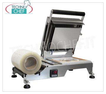 MANUAL HEAT SEALER for TRAYS - EASYPACK ZERO Manual thermosealing machine for trays, 1 mold included at choice, yield 300/500 pieces / h, V.230 / 1, Kw.1,00, Weight 12 Kg, dim.mm.537x336x489h