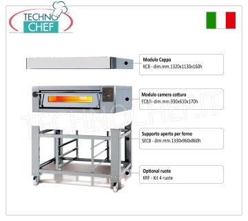 Electric pizza oven for 6 pizzas, 300 mm thick, 930 x 630 mm chamber