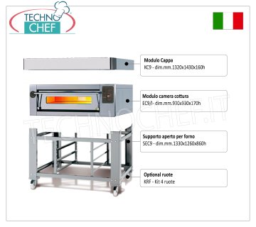 Electric pizza oven for 9 pizzas of 300 mm, 930x930 mm chamber