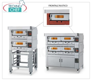 Modular gas pizza oven, ECO GAS line, chamber with refractory top for 4 pizzas MODULAR gas pizza oven, for 4 pizzas, version with RUSTIC FRONT, 610x640x150h mm CHAMBER with REFRACTORY TOP, thermal power 12000 Kcal/h, Weight 120 Kg, external dimensions 960x1050x520h mm