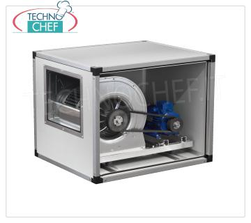 Boxed centrifugal fans with 1 speed, belt and pulley transmission BOX VACUUM with CENTRIFUGAL FAN 1 Speed, TRANSMISSION with BELTS and PULLEYS, STAINLESS STEEL panels, max flow rate 2.000 m / cubic / hour, revolutions 1300, db 62, V.380 / 3, Kw.0.37, Weight 38 Kg, dim .mm.800x600x600h