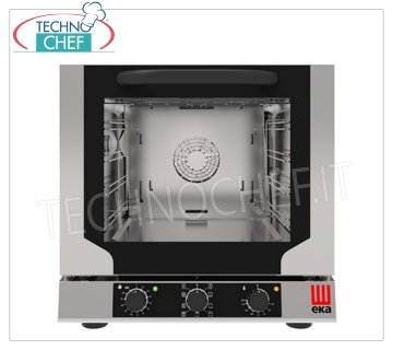 TECNOEKA - MULTIFUNCTION ELECTRIC CONVECTION OVEN, 4 Trays mm 429x345, Professional mod.EKF423NM ELECTRIC MULTIFUNCTION CONVECTION OVEN, cooking chamber for 4 TRAYS of mm.429x345, ELECTROMECHANICAL CONTROLS, V.230/1, Kw.2,6, Weight Kg.36,4, external dim.mm.590x709x589h