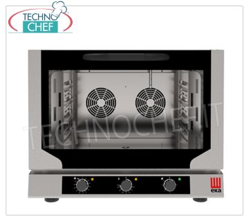 TECNOEKA - VENTILATED ELECTRIC CONVECTION OVEN with DIRECT STEAM, 4 trays GN 1/1- mm 325x530, mod. EKF411NUD VENTILATED ELECTRIC CONVECTION OVEN with DIRECT STEAM, Professional, with cooking chamber for 4 GASTRO-NORM 1/1 TRAYS (530x325 mm), ELECTROMECHANICAL CONTROLS, V.400/3+N, Kw.6,4, Weight 58 Kg, dim .mm.784x754x634h