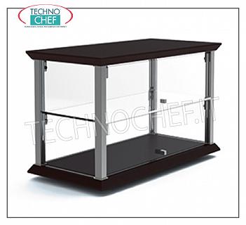 Neutral counter display cabinets Neutral counter display showcase, QUADRO Line, with base and top in WENGE 'wood, structure in SATIN NICKEL metal, bottom top and 1 intermediate shelf in crystal, glass drop-down doors on 2 fronts, dim.mm.540x350x390h