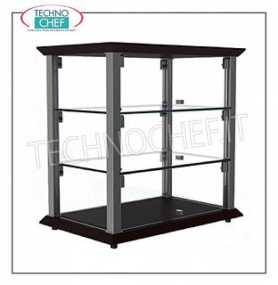 Neutral counter display cabinets Neutral counter display cabinet, QUADRO Line, with base and top in WENGE 'wood, structure in SATIN NICKEL metal, bottom top and 2 intermediate shelves in crystal, glass drop-down doors on 2 fronts, dim.mm.540x350x550h