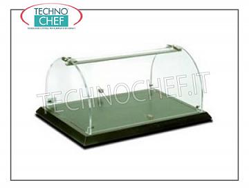 Neutral counter display cabinets Neutral counter display case with plexiglass dome complete with reinforcement rod and opening on 2 fronts, QUADRO Line, with wooden base in WENGE 'color, dim.mm.540x350x258h
