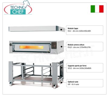 Electric pizza oven for 12 pizzas, 300 mm thick, 1230 x 930 mm chamber