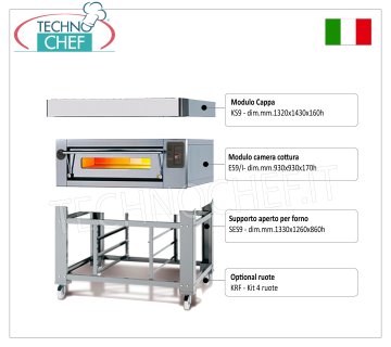 Electric pizza oven for 9 pizzas of 300 mm, 930x930 mm chamber
