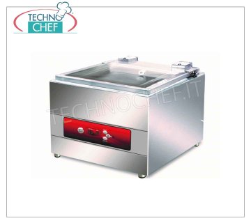 Professional vacuum chamber machine, 25 cm sealing bar, 26x30x12h cm chamber, mod. ALPHA PLUTONE LINE BELL VACUUM PACKAGING MACHINE, Mod.ALFA, with mm. CHAMBER. 260x300x120h, 250 mm SEALING BAR, DIGITAL CONTROLS, V. 230/1 - Kw 0.75 - external dimensions mm. 320x500x270h