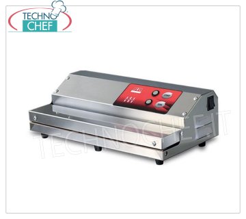 Technochef - Semi-automatic vacuum packing machine with external suction, 350 mm sealing bar, mod. EUROMINI Vacuum machine with external suction, 350 mm sealing bar, semi-automatic control panel, V.230/1, Kw.0,38, Weight 8 Kg, dim.mm.370x275x130h