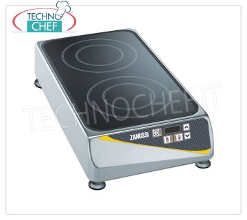 Technochef - Induction Countertop, 2 Vertical Zones, Mod. 600304 INDUCTION COOK TOP, with 2 VERTICAL COOKING ZONES, INDEPENDENT CONTROLS, V.230 / 1, Kw. 1,8 +, 1,8, dim.mm.325x135x600h