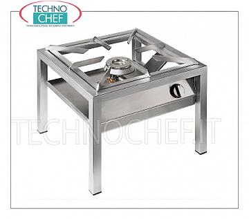 Technochef - Professional floor gas stove, 1 Kw 14 burner, mod.SP6050L Professional floor gas stove in stainless steel, with 1 burner of 14 Kw, weight 21 Kg, dim.mm.600x600x500h