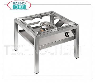 Technochef - Professional floor gas stove, 1 burner of 14 kW, mod.SP6050L Professional floor-standing gas stove in stainless steel, with 1 14 kW burner, weight 21 Kg, dim.mm.600x600x500h