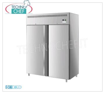 Forcold - 2 Doors Fridge Cabinet, lt 1300, Ventilated, Temp.-2 ° / + 8 ° C, Class D, model G-GN1410TN-FC 2-door Refrigerator Cabinet, Professional, lt. 1300, Temp. -2 ° / + 8 ° C, EC-CLASS in Class D, Gas R290, Ventilated, Gastronorm 2/1, V.230 / 1, Kw. 0,508, Weight 190 Kg, dim.mm.1480x830x2010h.