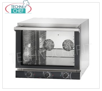 TECNODOM-Electric Convection Oven with GRILL, 4 GN1/1 trays, Manual Controls, mod. NERONE GN EKO - GRILL Electric CONVECTION OVEN with GRILL, capacity 4 GN 1/1 TRAYS (excluded), MANUAL CONTROLS, version with FLAP DOOR, V.230/1, Kw.3.15+1.7, Weight 35 Kg, dim.mm. 686x660x580h