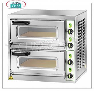 FIMAR - Electric pizza oven for 2 large PIZZAS, 2 independent chambers measuring 40.5x40.5 cm, mechanical controls, mod. MICROV2C ELECTRIC PIZZA OVEN for 2 Large Pizzas, 2 INDEPENDENT CHAMBERS measuring 405x405x110h mm, refractory hob, 4 ADJUSTABLE THERMOSTATS for SOLE and TOP, V.230/1-400/3+N, Kw.4,4, Weight 54 Kg, external dimensions mm.555x460x530h