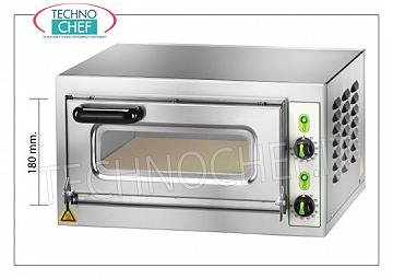 FIMAR - Electric pizza oven for 1 pizza, 40.5x40.5 cm chamber, 18 cm high, mechanical controls, mod. MICROVC18 ELECTRIC PIZZA OVEN with 1 CHAMBER mm.405x405x180h, version with GLASS DOOR, refractory hob, 2 ADJUSTABLE THERMOSTATS for BOTTOM and TOP, temperature from +50° to +500 °C, V.230/1, Kw.2 ,2, Weight Kg.29, external dim.mm.550x460x360h