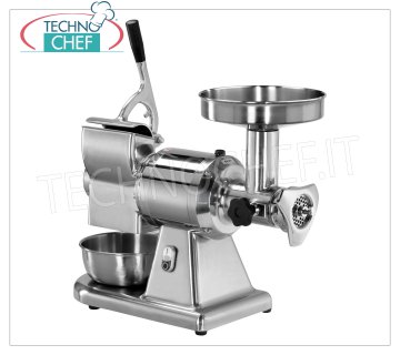 FIMAR - Technochef, Meat Grinder-Grater '' Type 12 '', Professional, Mod. 12 / T Combined Meat Grinder / Grater Type 12, in polished aluminum, removable stainless steel meat mincing unit, HOURLY PRODUCTION: MEAT MINCER 160 kg / h, GRATER 40 kg / h, V 380/3, Kw 0.75, dim. mm 590x290x510h