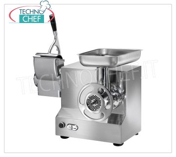 FIMAR - Technochef, Meat Grinder-Grater '' Type 22 '' with box, Professional, Mod. 22 / AT Combined MEAT MINCER / GRATER 'TYPE 22' in Polished Aluminum, Production: MEAT MINCER 300 Kg / h, GRATER 40 Kg / h, with FULLY REMOVABLE CAST IRON MEAT GRINDING UNIT, Single-phase or Three-phase - dimensions 450x430x480h mm