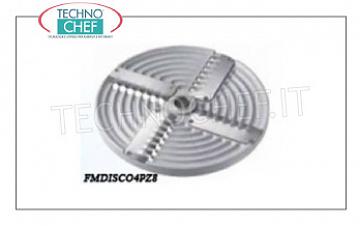 Vegetable cutter 4 corrugated blades for Mozzarella, 8 mm cut Disk 4 wavy blades for MOZZARELLA, Cut 8 mm for Mozzarella cutter TMTAS