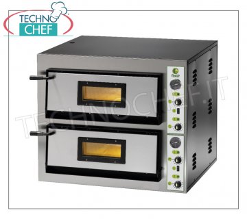 FIMAR - Electric pizza oven for 6+6 pizzas, 2 independent 61x91 cm chambers, mechanical controls, mod. FME6+6 ELECTRIC PIZZA OVEN for 6+6 Pizzas with 2 independent chambers of mm.610x915x140h, refractory cooking top, 4 ADJUSTABLE THERMOSTATS for TOP and TOP, temp. from +50° to +500 °C, Kw.14,4, Weight 150 Kg, external dimensions mm.900x1020x750h