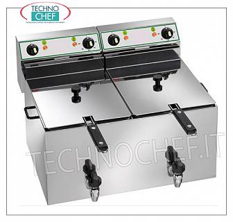 FIMAR - Technochef, Electric counter fryer, 2 jars of 8 + 8 lt, Model FR88R ELECTRIC COUNTERTOP FRYER, 2 independent tanks of 8 + 8 liters equipped with drain cock, V 203/1, Kw 3.00 + 3.00, dimensions mm. 565x490x365h.