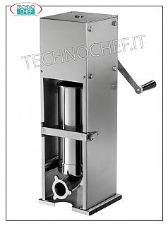 Manual sausage fillers, 7 and 14 lt VERTICAL, 2 SPEEDS Inscatrics with the Salumi box, manual with a vertical clip, 2 Velocity capacity of 7 liters, in Mission 4 with an ABS diameter of 15-23-29-38 mm, dim. mm 400x450x1050h