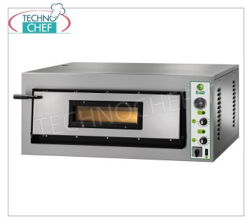 FIMAR - Electric pizza oven, for 9 pizzas, 1 chamber 91x91 cm, mechanical controls, mod. FME9 ELECTRIC PIZZA OVEN with 1 CHAMBER mm910x910x140h, with GLASS DOOR, refractory hob, 2 ADJUSTABLE THERMOSTATS for TOP and TOP, temp. from +50° to +500 °C, Weight 115 Kg, V.230/1, kw 9.6, external dim. mm.1150x1020x420h