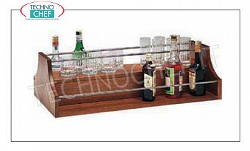 Wooden service trolleys Dispenser for spirits with wooden frame NOCE and stainless steel railing, dim.mm.680x460x370h