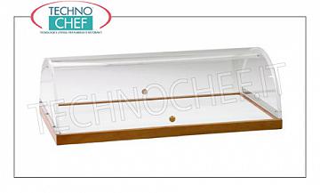 Wooden service trolleys Small table with wooden structure NOCE and dome in plexiglass, dim.mm.900x500x220h