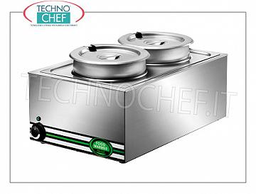 Chafing dish / Warmers Electric oven bain-marie, capacity 1 GN 1/1 basin with 2 indipendent lt.8 + 8 pots, complete with lid, adjustable temperature from + 30 ° to + 90 ° C, V.230 / 1, Kw.1, 2, dim.mm.570x370x280h