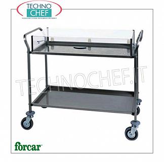 Trolleys for desserts and cheeses Trolley for sweets, cheeses and appetizers in stainless steel, FORCAR brand, with 2 or 3 floors and dome in plexiglass, COMPLETE RANGE