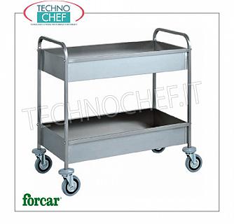 Stainless steel scraping trolleys Stainless steel trolley, FORCAR brand, with 2 soundproof tanks, h 150 mm, max capacity 80 Kg, dim.mm.1010x570x970h