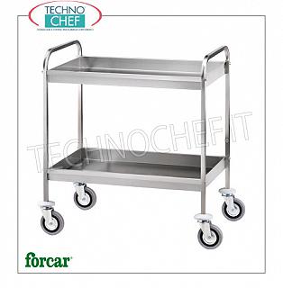 Stainless steel scraping trolleys Stainless steel trolley, FORCAR brand, with 2 soundproof tanks, h 65 mm, total capacity 80 Kg, dim.mm.910x570x970h