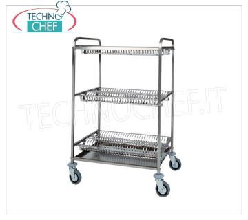 DRAWER CART with 3 PLANS with STAINLESS STEEL GRILLS DRAWER CART with 3 FLOORS, with STAINLESS STEEL GRILLS for plates, 4 swivel wheels, dim.mm.1100x620x1340h