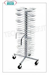 Ready-to-eat plate trolleys PLASTIFIED STEEL TROLLEY, in version with PAINTED GRILLES for a MAXIMUM of 96 PLATES with diameter from 180 to 230 mm, dim.mm.600x600x1730h