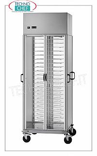 Refrigerated plate trolleys, capacity 88 plates, pitch 60 mm REFRIGERATED CONTAINER TROLLEY in version with PAINTED GRID FOR PAINTED 60 mm pitch for a MAXIMUM of 88 PLATES with DIAMETER from 180 to 230 mm, ventilated refrigeration, temperature + 8 ° / + 12 ° C, V.230 / 1, Kw 0.46, dim.mm.750x780x2030h