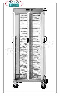 Hot plate trolley, capacity 88 plates with diameter from 18 to 23 cm, - mod. CA1440AC HOT PLATE TROLLEY, capacity of 88 plates with DIAMETER from 18 = to 230 mm, PITCH 60 mm, static heating with adjustable temperature from + 30 ° to + 60 ° C, V.230 / 1, Kw 0,8 + 0, 8, dim.mm.750x780x1770h